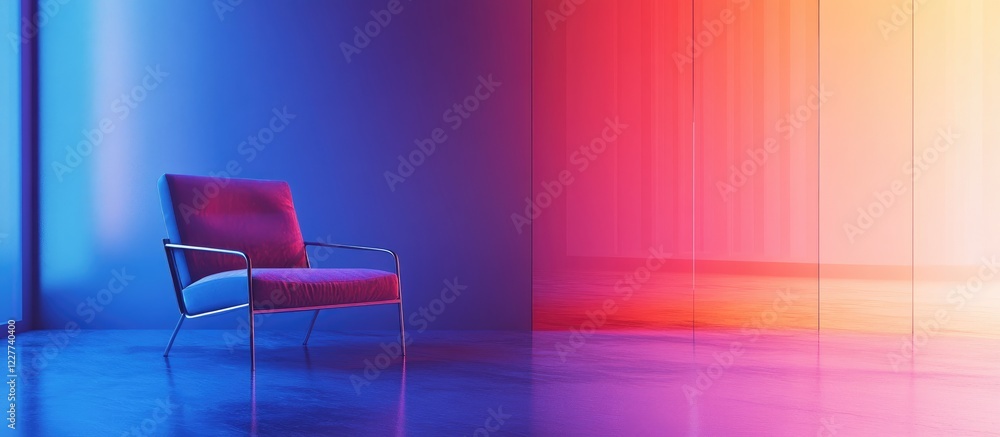 Poster gradient background in a modern haptic furniture setting featuring a vibrant color scheme and ample 
