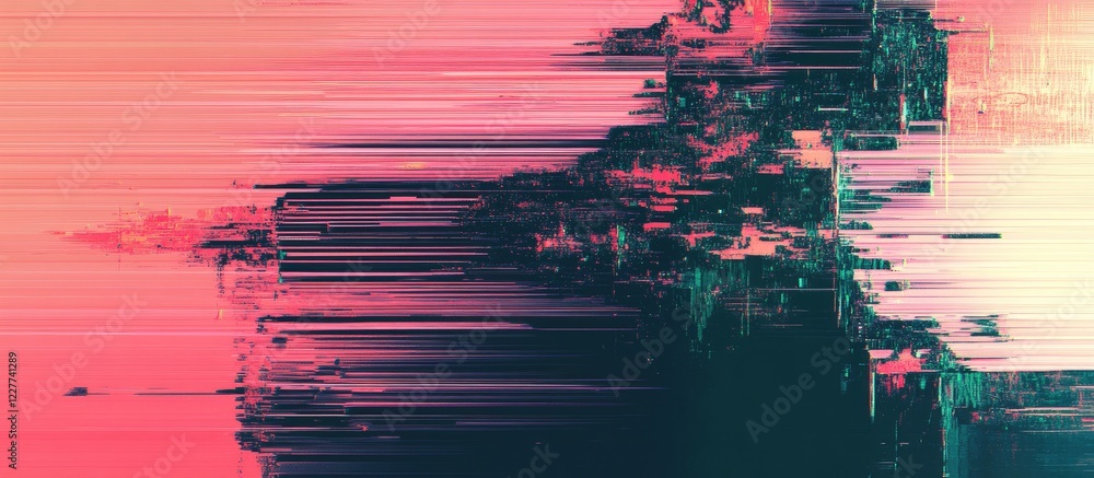 Poster glitch effect digital background for cybersecurity business concept with space for text and modern t