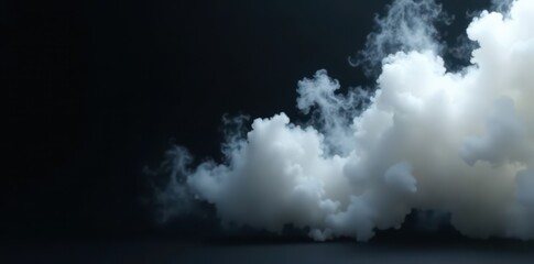 Fototapeta premium Dense white smoke billowing dramatically across black , texture, dramatic, smoke