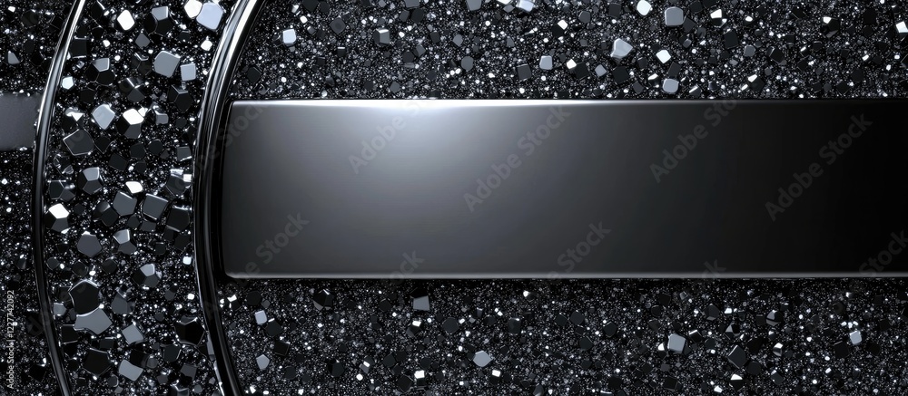 Poster glittering black and silver background with empty space for text ideal for elegant branding or premi
