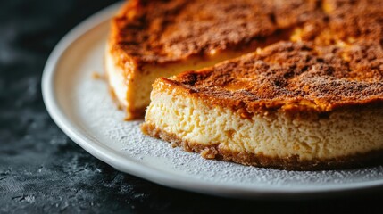 Perfectly set Mexican flan with a rich caramel layer, served on a white dish. Close-up angle captures its creamy, silky texture.