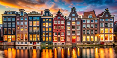 Classic Amsterdam Architecture: Red Brick Building with Symmetrical Windows