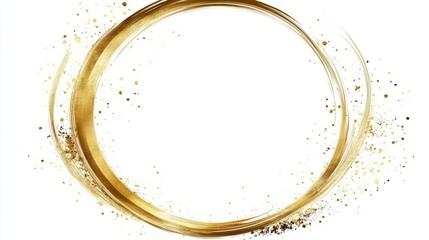 Decorative golden circle with splashes on white background for elegant design purposes