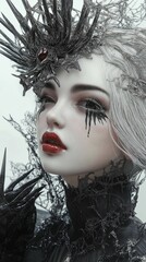 Fashion photo concept. Glamour cyber gothic stylish model. Photo shoot for magazine cover