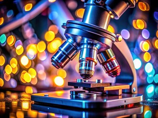 Obraz premium Selective color bokeh enhances a microscopic blood analysis image, showcasing medical lab detail.