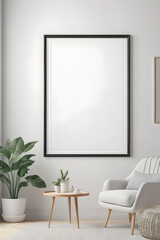 Pinterest | Minimalist Poster Frame Mockup in Cozy Living Room |
Elegant Interior Poster Frame Mockup with Sofa & Decor
