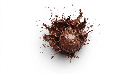 Fototapeta premium Chocolate splatters create vivid patterns on a white surface during an artistic food experiment indoors