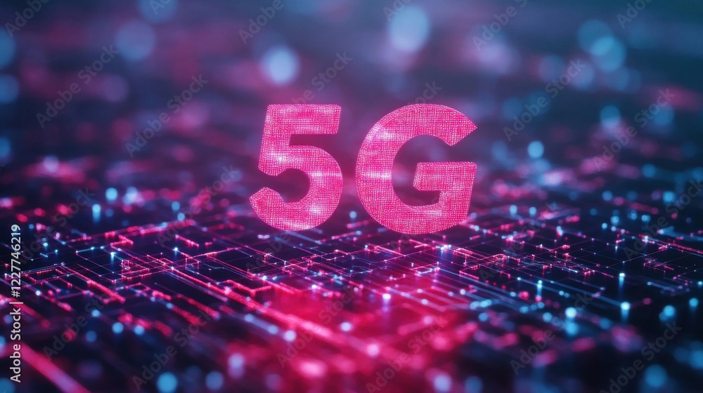 Poster a 5g sign on a computer keyboard