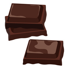 Cocoa piece of chocolate illustration flat design.