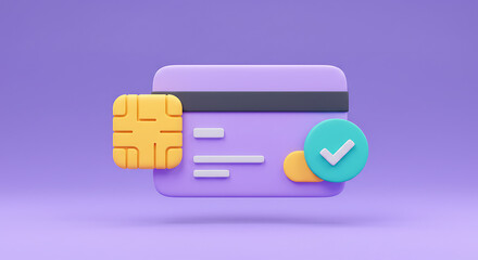 
Credit card 3d icon. Online payment cashless society Secure payment by credit card. 3d illustration