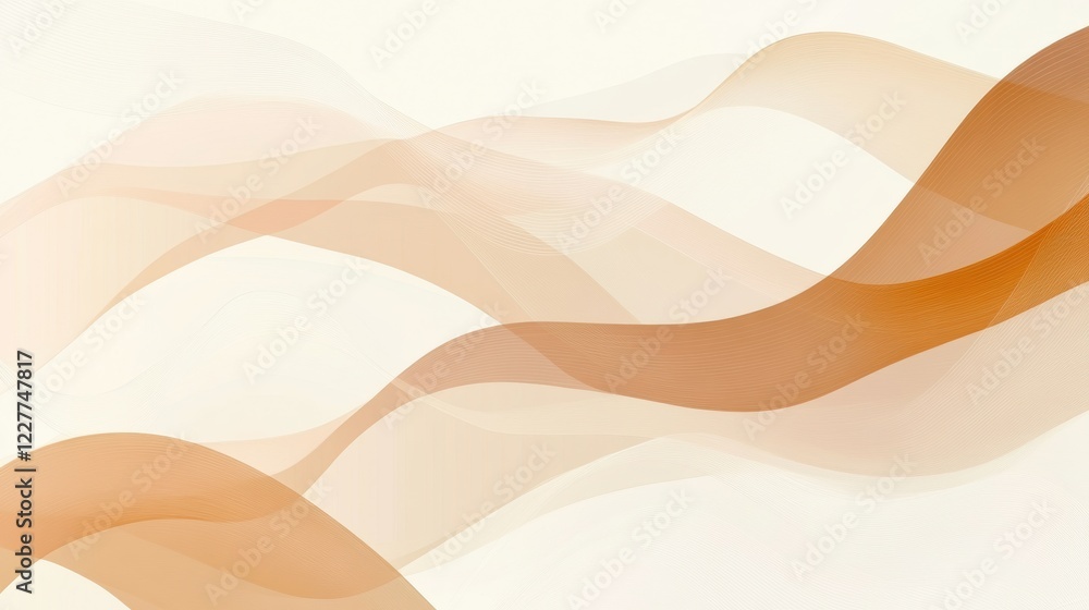 Leinwandbilder Flowing abstract patterns in warm tones conveying elegance and serenity in a minimalist style. Generative AI