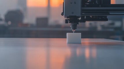 Professional 3D printer, printing a small white plastic part