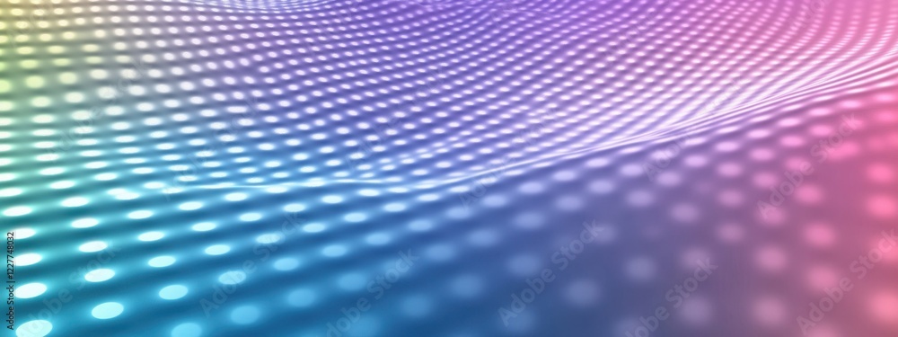 Poster holographic wallpaper design with glowing dots and interconnected lines, creating a futuristic grid 