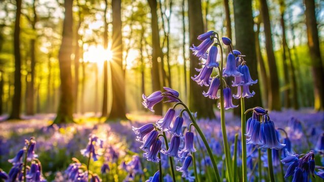 Close-Up Bluebell Flowers, Kent Woodland, England - Spring Bloom