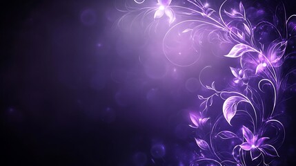 Glowing Purple Floral Design Abstract Art