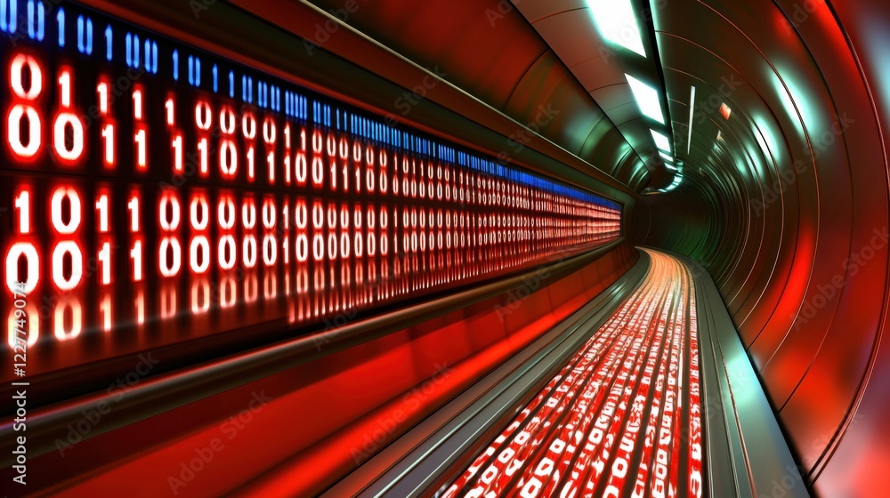 Poster data transmission process digital tunnel visual representation high-tech environment abstract viewpo