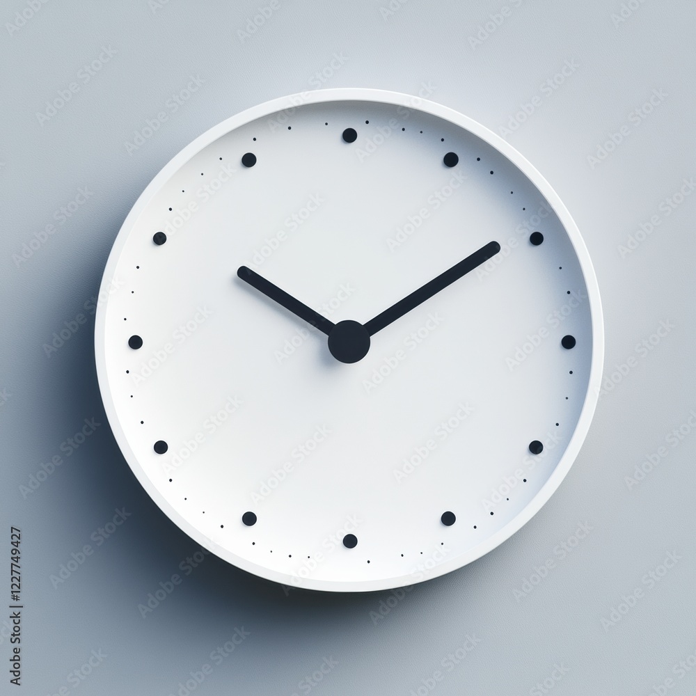 Aufkleber modern minimalistic round wall clock with black hands showing time on a light gray background. gener