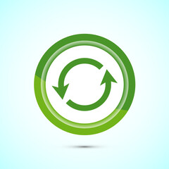 Sync processing icon design, Synchronization or reset icon, Reload sign, Green color button design