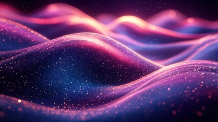 Glittering Cosmic Waves of Purple and Pink Hues