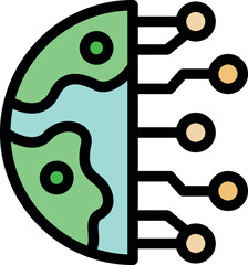 Half earth globe connecting to digital network, symbolizing global digitalization and technological advancement