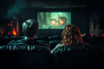 two people watching a movie at the cinema