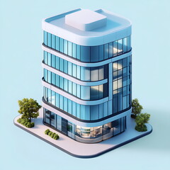 3D isometric rendering of a hospital building