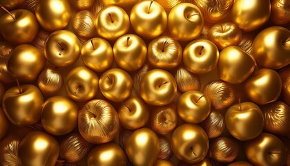 gold shiny apples lots tasty juicy background