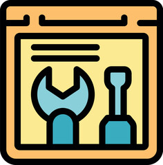 Website maintenance with wrench and screwdriver tools displayed on web page