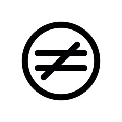 Not equal to icon, not equal to flat icon vector in trendy flat style illustration isolated on white background.