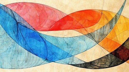 Fototapeta premium Abstract colorful waves intertwining on a textured background, creating a dynamic visual flow