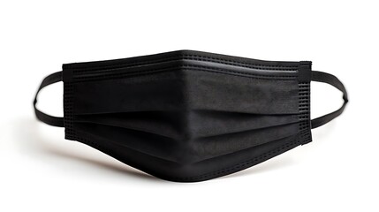 Black surgical mask isolated on a white background.