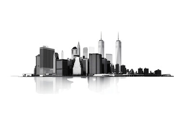 Obraz premium a the New York City skyline features the Brooklyn Bridge and buildings isolated on a transparent background