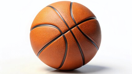 Fototapeta premium Close-up of a Classic Orange and Black Basketball on White Background - High-Resolution Stock Photo