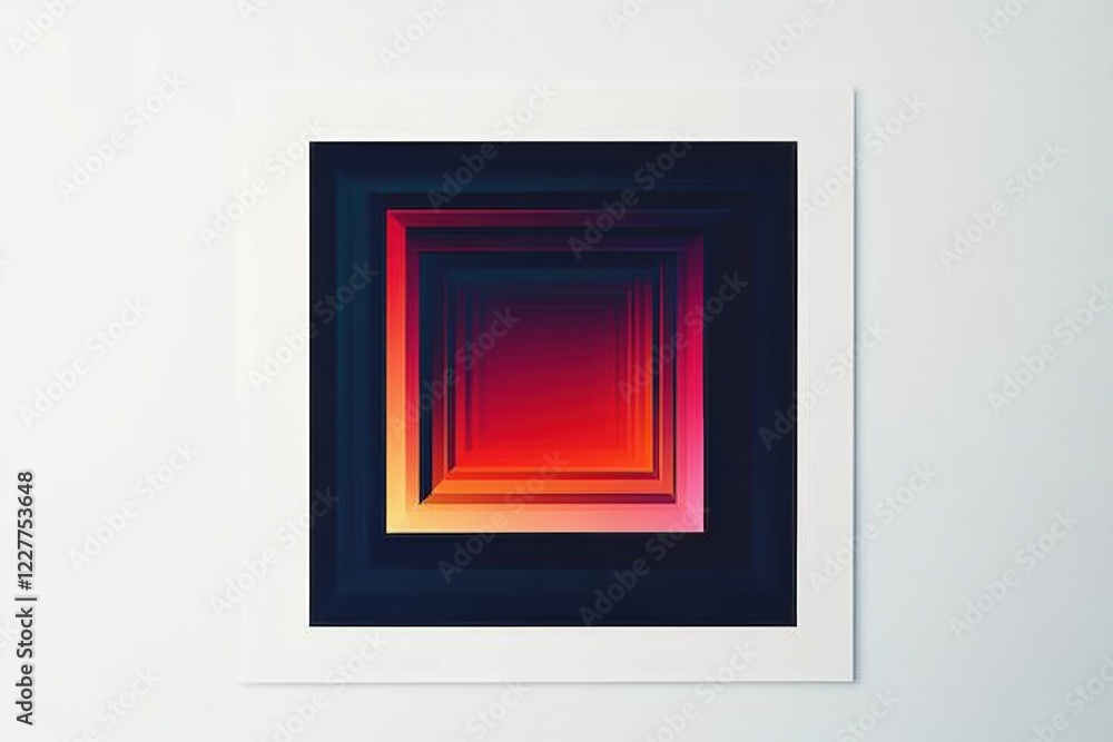 Leinwandbilder vibrant geometric artwork featuring nested squares with a gradient that shifts from red to black on 