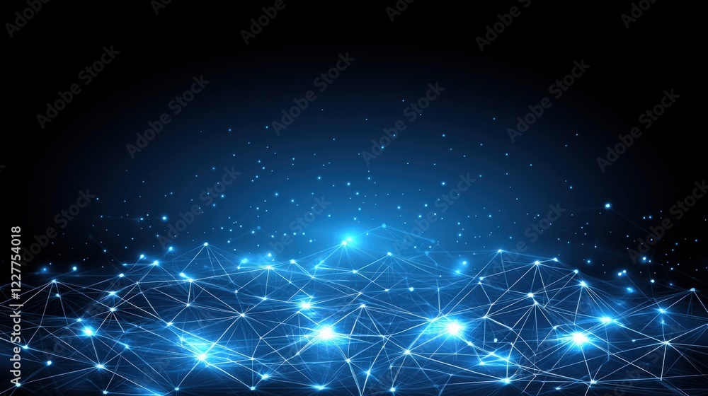 Poster visualizing connectivity digital data networks virtual space graphic design tech environment futuris