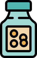 Naklejka premium Closed medical pill bottle containing round yellow tablets, promoting healthcare and pharmaceutical industry