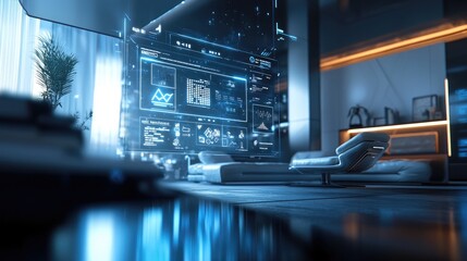 Obraz premium Futuristic Smart Home Interface, A Glimpse into Tomorrow's Living