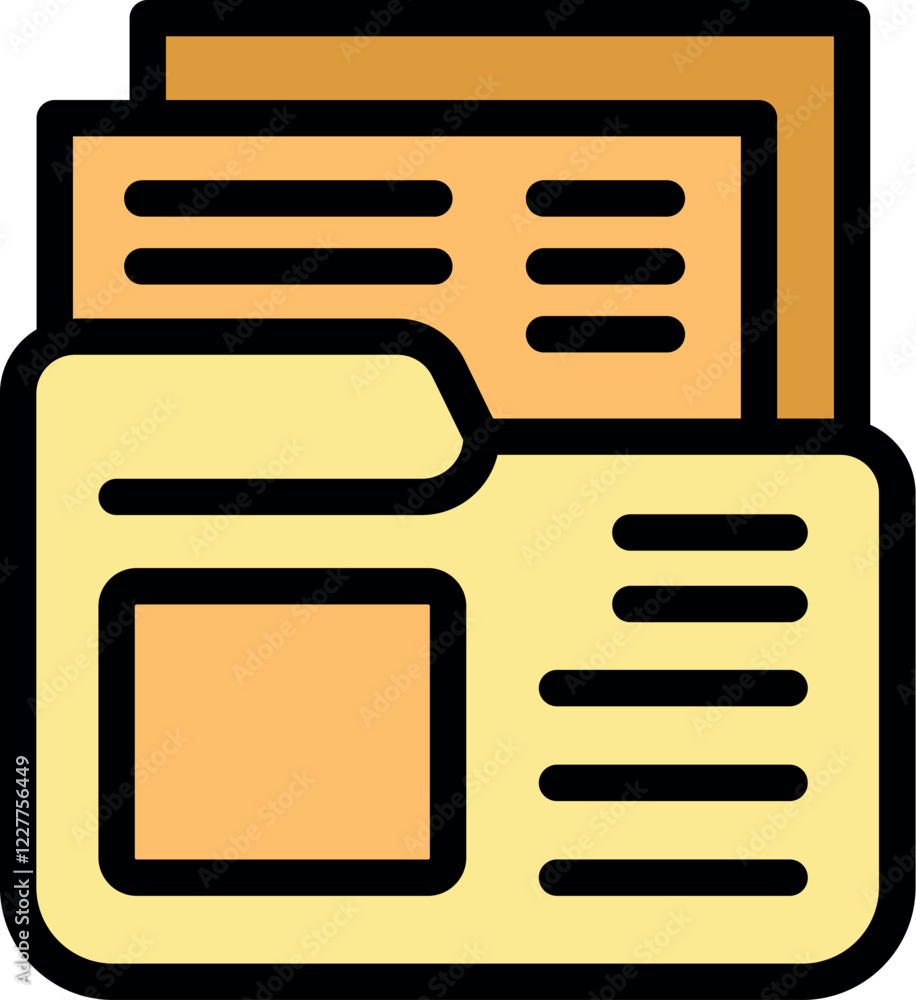 Poster folder containing documents symbolizing efficient file organization and data management