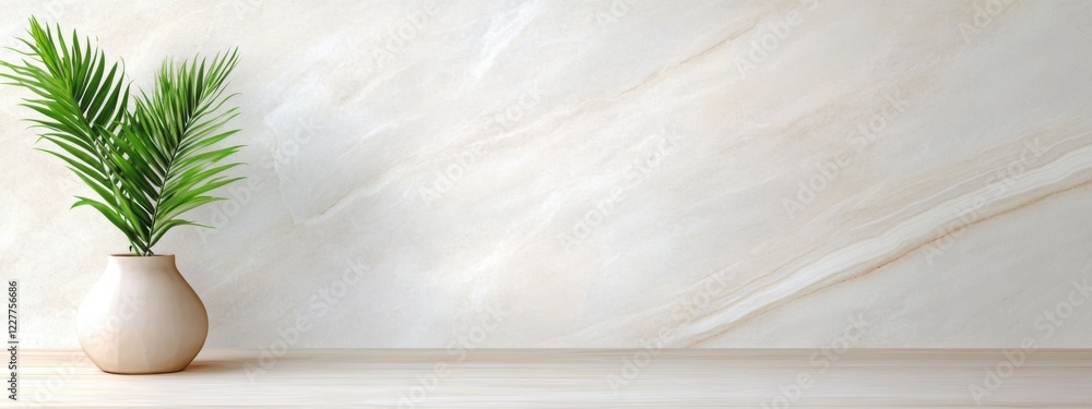 Poster soft wallpaper with whitewashed oak paired with smooth marble, creating a calming