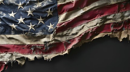 Torn, Weathered Down American Flag