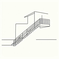 
staircase silhouette thin lines flat colors