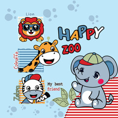 Cute and adorable animals playing together in a joyful and fun-filled illustration.
