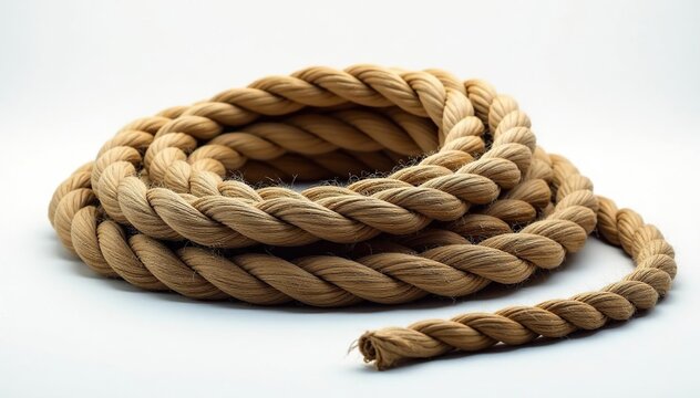 Rope coil on the ground with an unattached end, loose, twine, messy rope