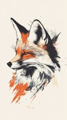 Obraz premium An elegant fox illustration showcasing vibrant colors. This artistic piece captures the essence of a fox in a modern style. Perfect for animal lovers and art enthusiasts. Generative AI.