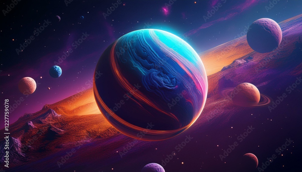 Wall mural planet in outer space planets and stars in outer space