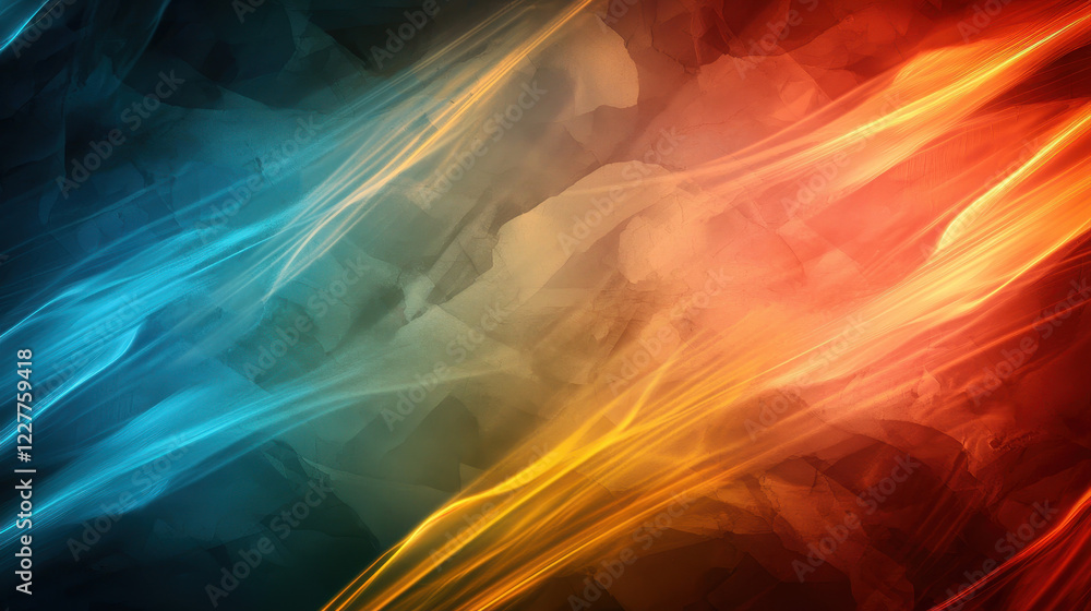 Poster abstract light streaks weaving across colorful background, creating dynamic visual effect