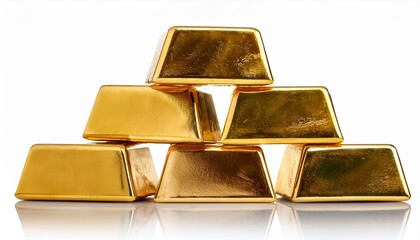 pile of solid gold bar isolated on white background