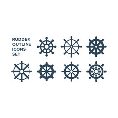 Ship steering for sailing logo vector illustration template design. Navigation icons set : rudder design trendy.