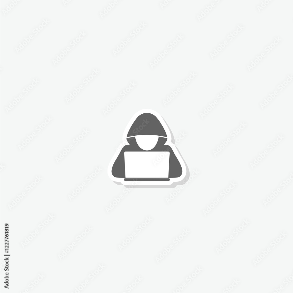 Aufkleber computer hacker with laptop icon sticker isolated on gray background