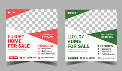 Business real estate social media post square banner template. Furniture social media post templates.